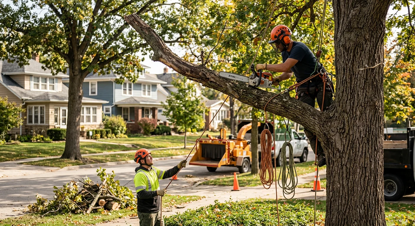 Struggling young tree with scorched leaves showing signs of improper planting in a Batavia yard