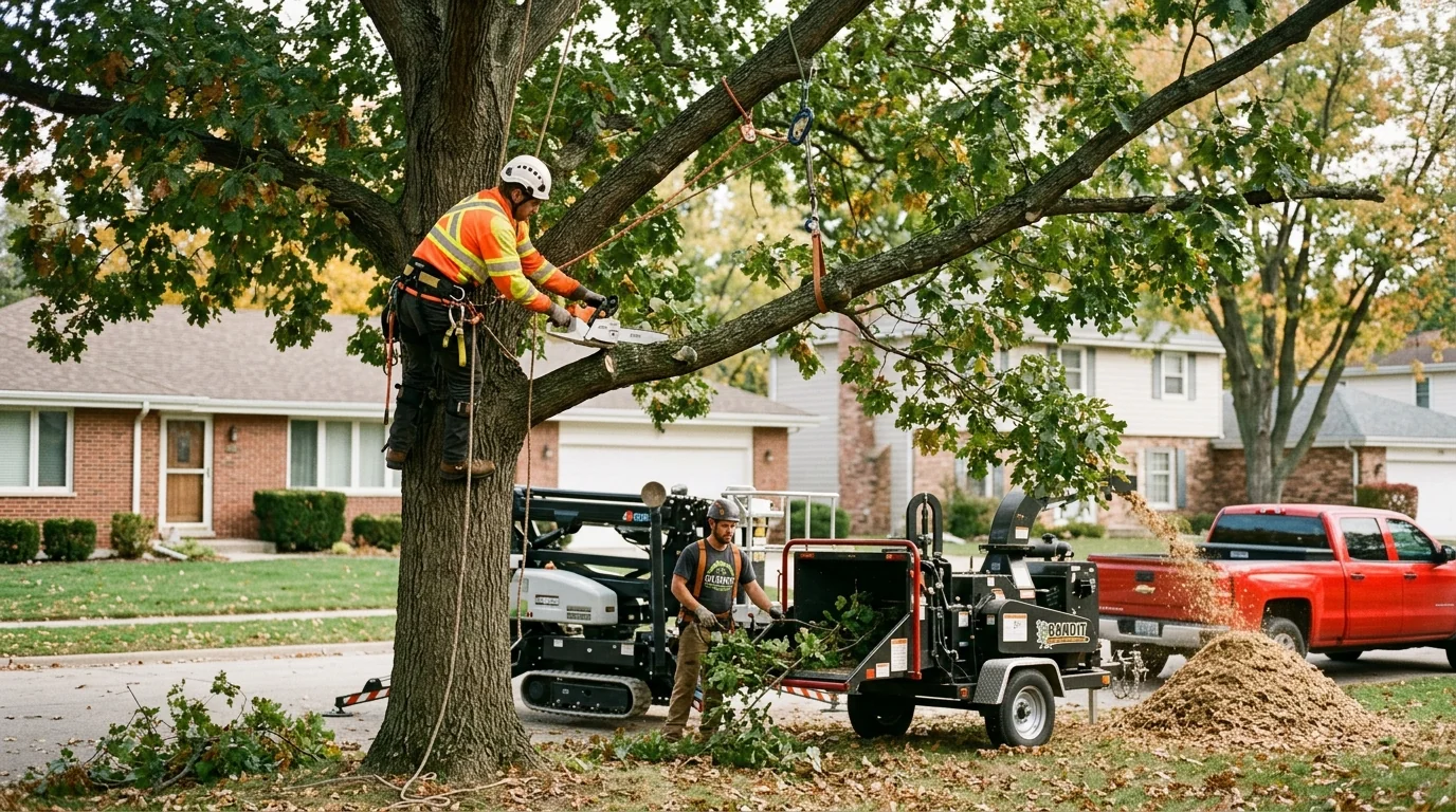 Cracked branch union on a mature tree flagged during inspection