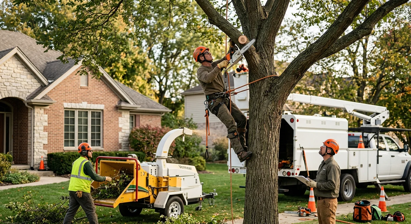Overgrown tree canopy with crossing limbs and deadwood needing trimming in Batavia